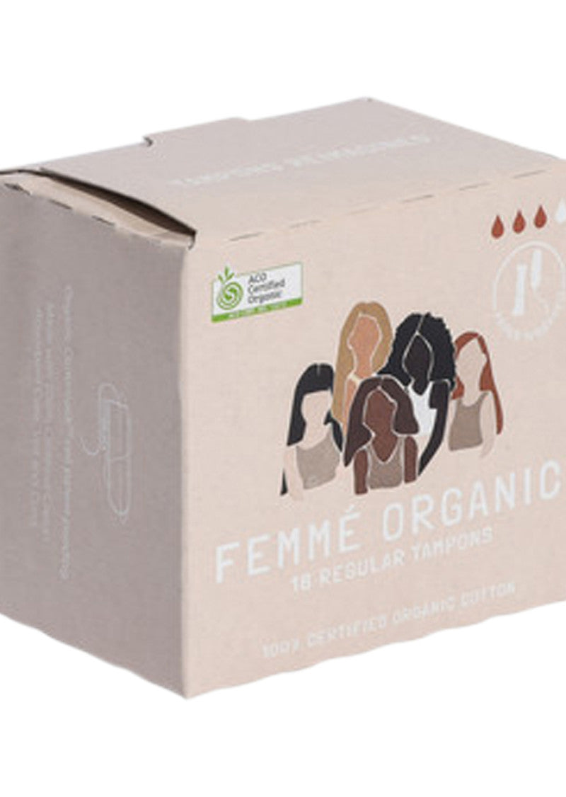 Femme Organic Org Tampons Regular x 18 Pack