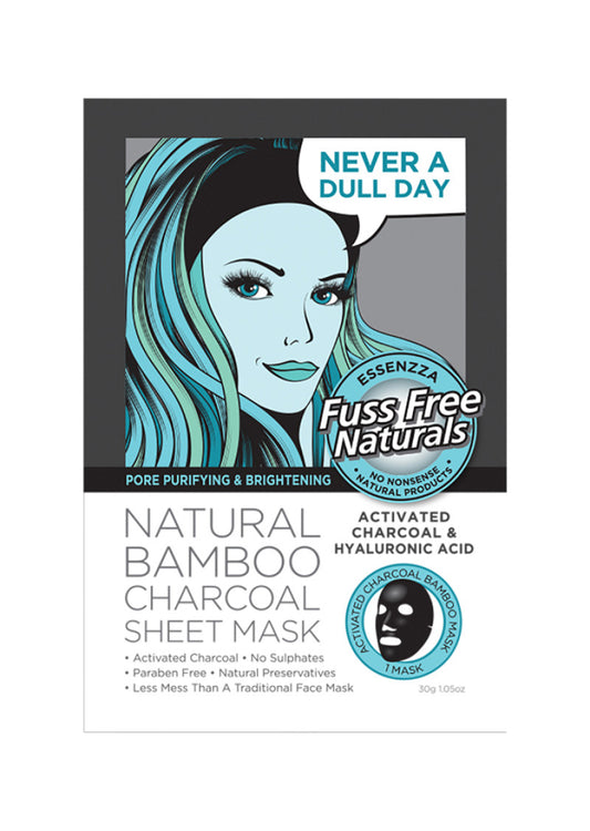 Essenzza Fuss Free Facial Mask Bamboo Activ Charcoal Hyaluronic Acid