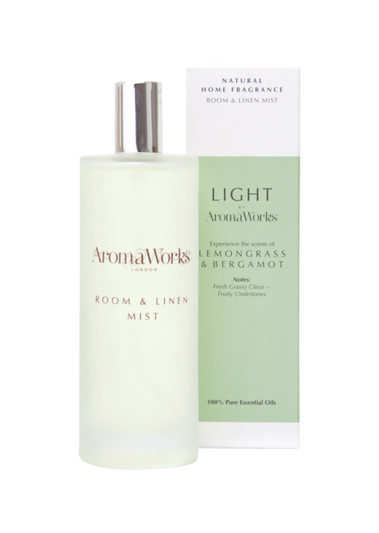 AromaWorks Light Room and Linen Mist Lemongrass and Bergamot 100ml