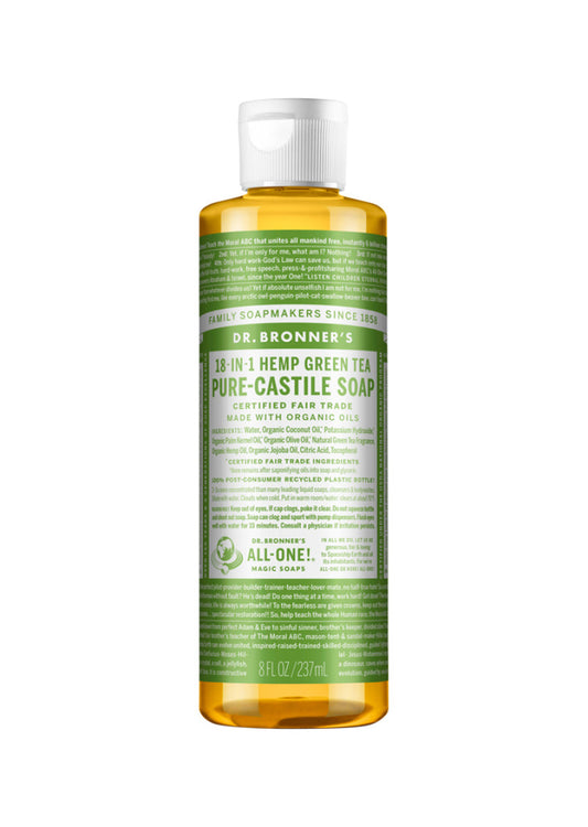 Dr. Bronner's Pure Castile Soap Liquid (Hemp 18 in 1) Green Tea 237ml