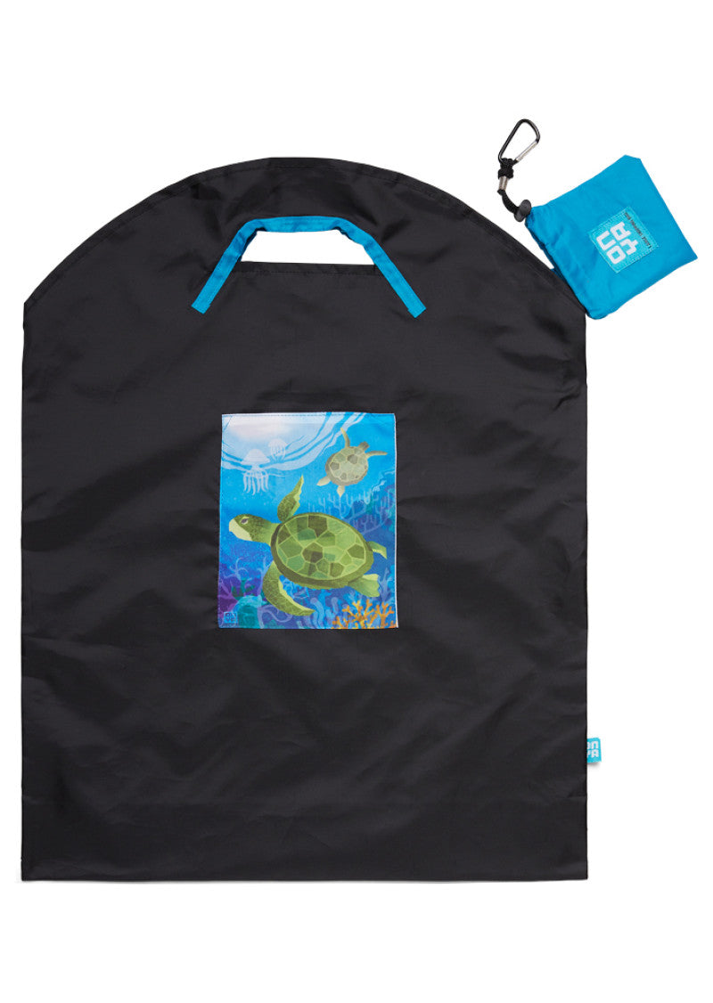 Onya Reusable Shopping Bag Black Sea Turtle Large