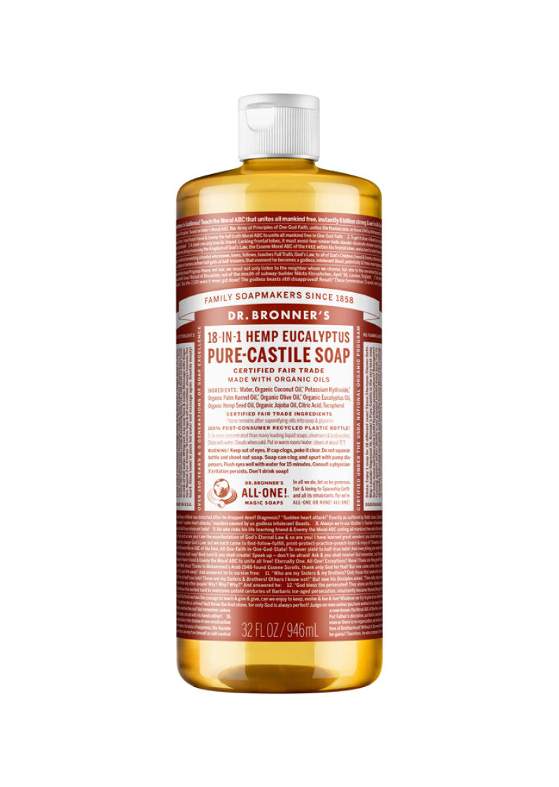 Dr. Bronner's Pure Castile Soap Liquid (Hemp 18 in 1) Eucalyptus 946ml