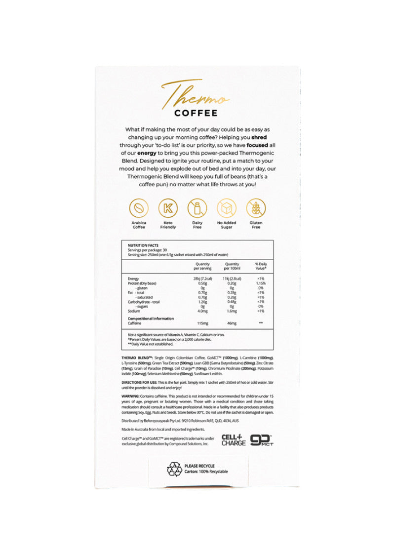 Before You Speak Coffee Thermo Unsweetened 6.5g x 30 Pack