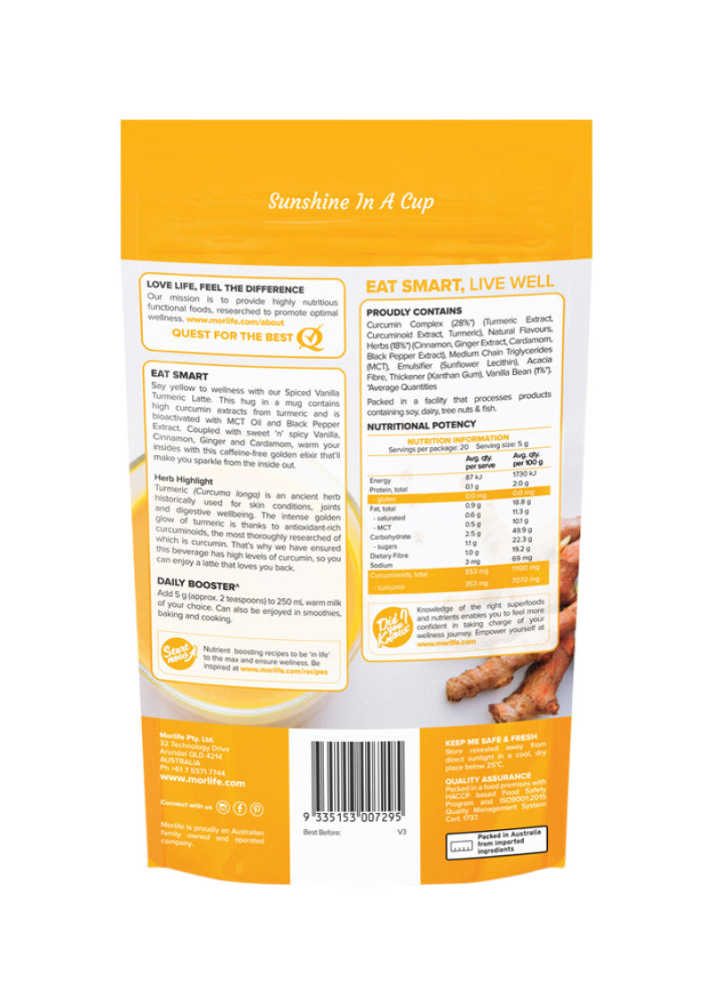 Morlife Latte Turmeric Spiced Vanilla 100g