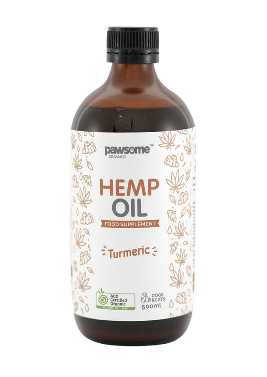 Pawsome Organics Org Pet Hemp Oil Turmeric 500ml