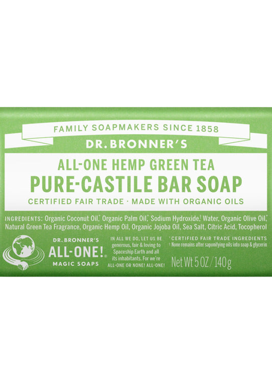 Dr. Bronner's Pure Castile Bar Soap (Hemp All One) Green Tea 140g