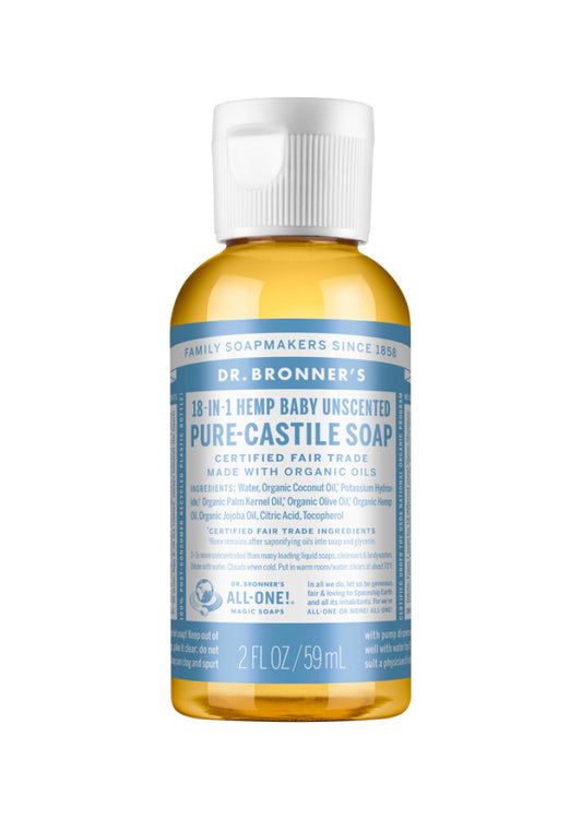 Dr. Bronner's Pure Castile Soap Liquid (Hemp 18 in 1) Unscented (Baby) 59ml