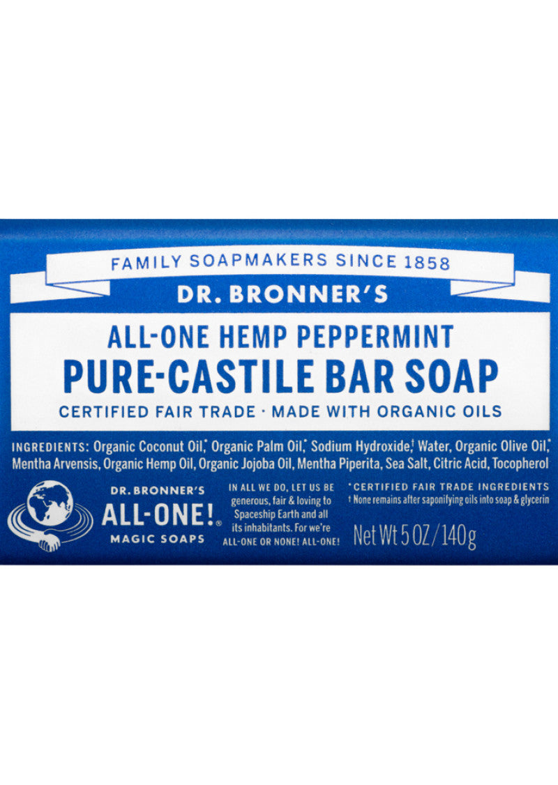 Dr. Bronner's Pure Castile Bar Soap (Hemp All One) Peppermint 140g