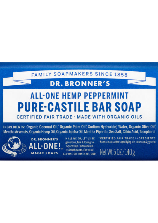 Dr. Bronner's Pure Castile Bar Soap (hemp) Peppermint 140g