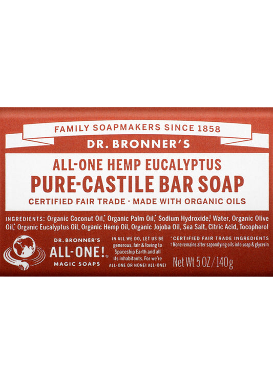 Dr. Bronner's Pure Castile Bar Soap (Hemp All One) Eucalyptus 140g