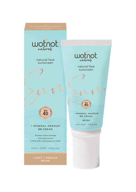 Wotnot Nat Natural Sunscreen Face SPF 40 (Min MakeUp BB Cream) Beige 60g