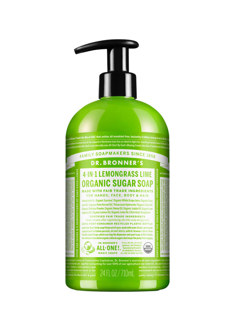 Dr. Bronner's Organic Sugar Soap Lemongrass Lime (Pump) 710ml