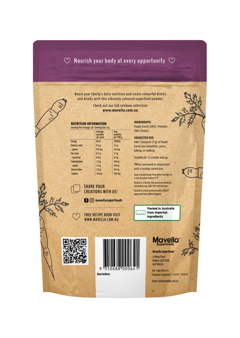 Mavella Superfoods Purple Carrot Powder 100g