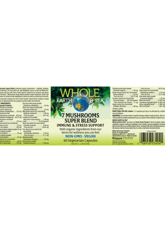 Whole Earth Sea 7 Mushrooms Super Blend 60vc