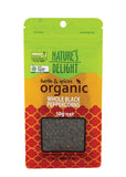 Natures Delight Organic Peppercorns Black Whole 50g