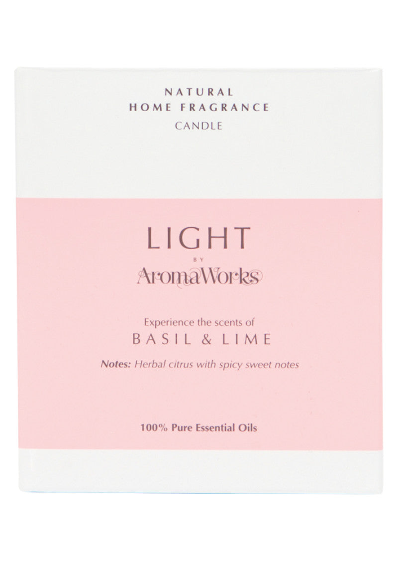 AromaWorks Light Candle Basil and Lime Medium 220g