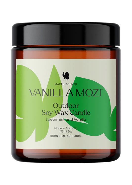 Vanilla Mozi Candle Soy Wax Outdoor Spearmint and Vanilla 175ml