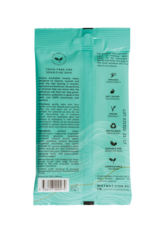 Wotnot Nat Wipes Face Sensitive (Soft Pack) x 5 Pack