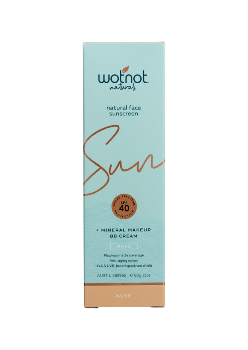 Wotnot Nat Natural Sunscreen Face SPF 40 (Min MakeUp BB Cream) Nude 60g