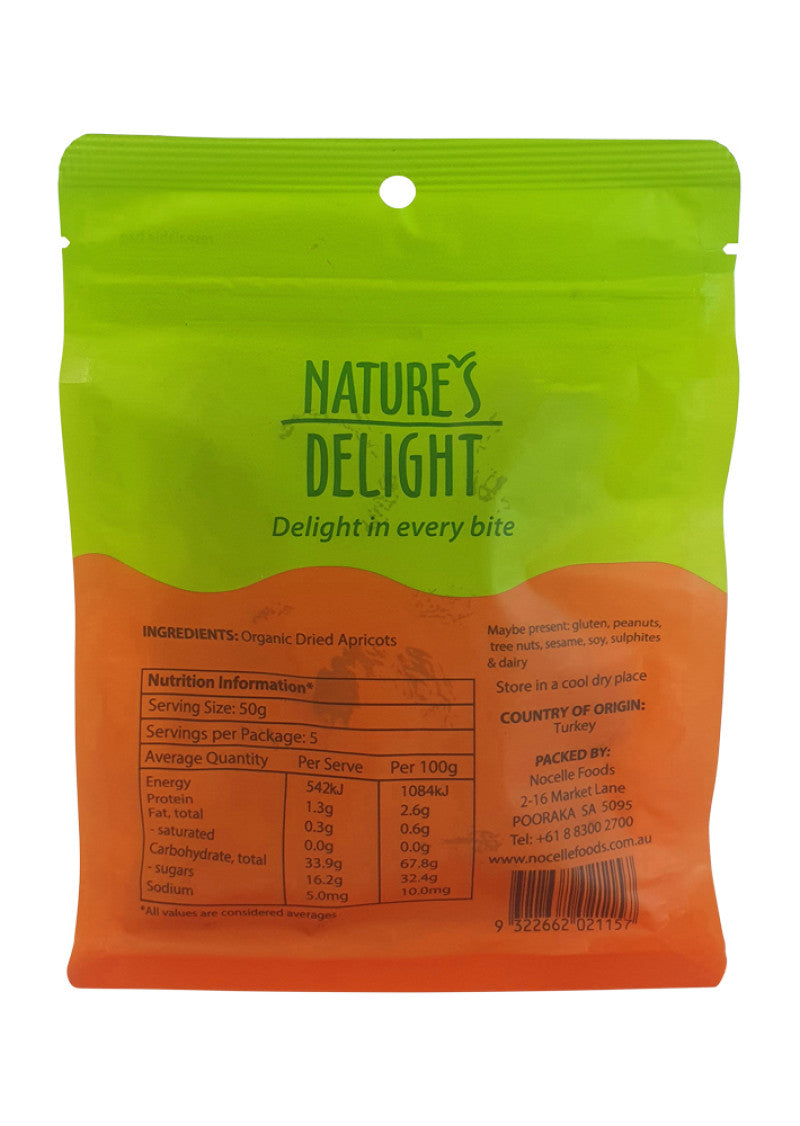 Natures Delight Organic Apricots Dried 250g