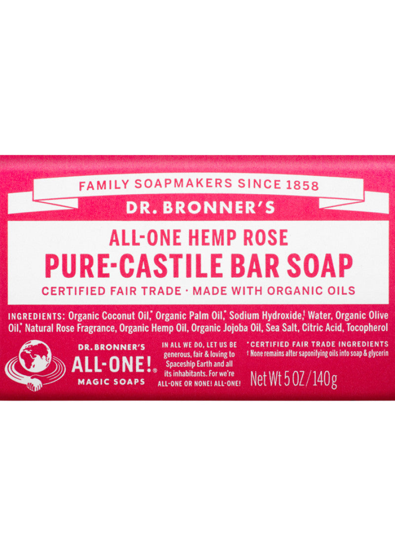 Dr. Bronner's Pure Castile Bar Soap (hemp All One) Rose 140g