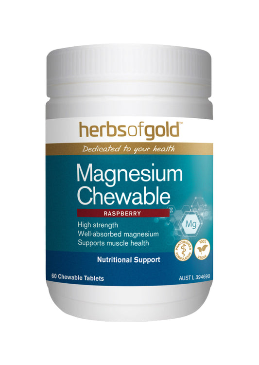 Herbs of Gold Magnesium Chewable Raspberry 60t