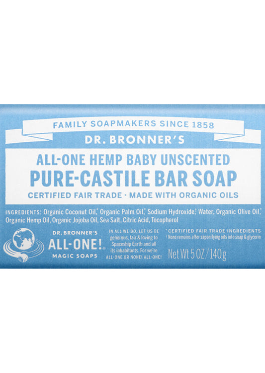 Dr. Bronner's Pure Castile Bar Soap (hemp) Unscent(baby) 140g