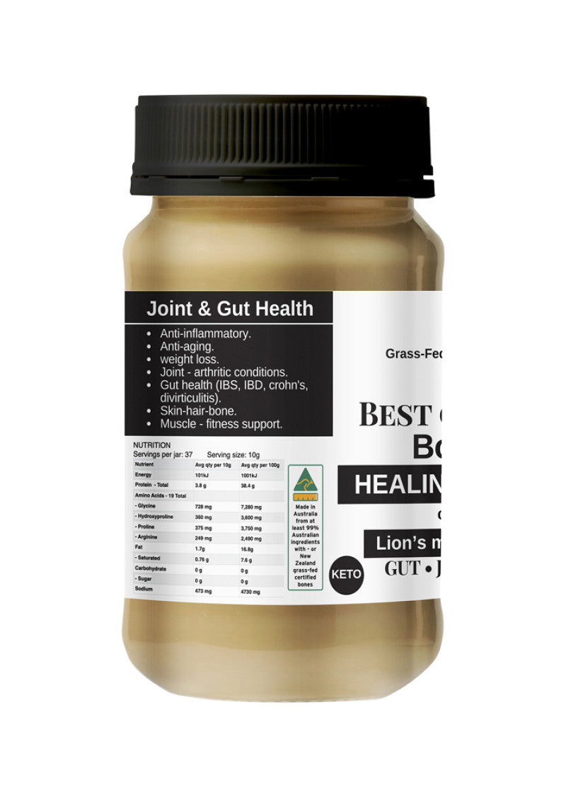 Best of the Bone Bone Broth Beef Concentrate Organic Healing Mushrooms 390g