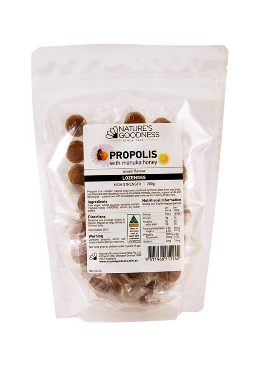 Nat Goodness Propolis Lozenges Manuka Honey Lemon Flav 200g