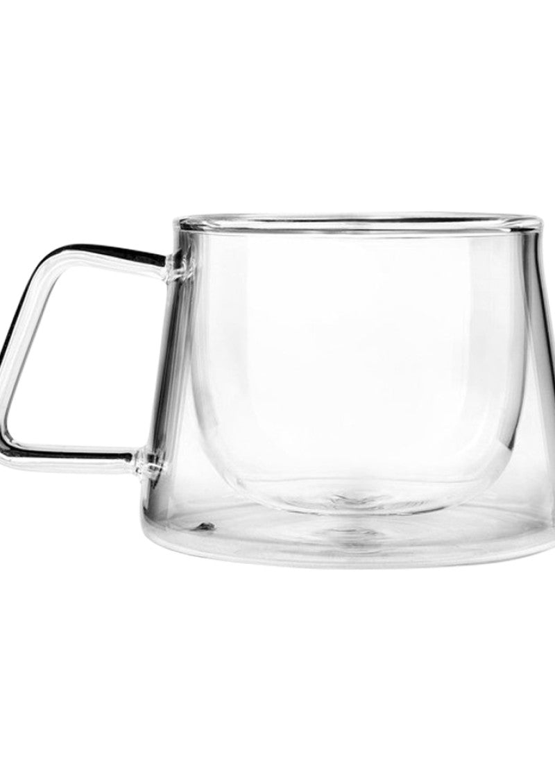 Tea Tonic Glass Tea Cup Double Walled Square Handle x 2 Pack