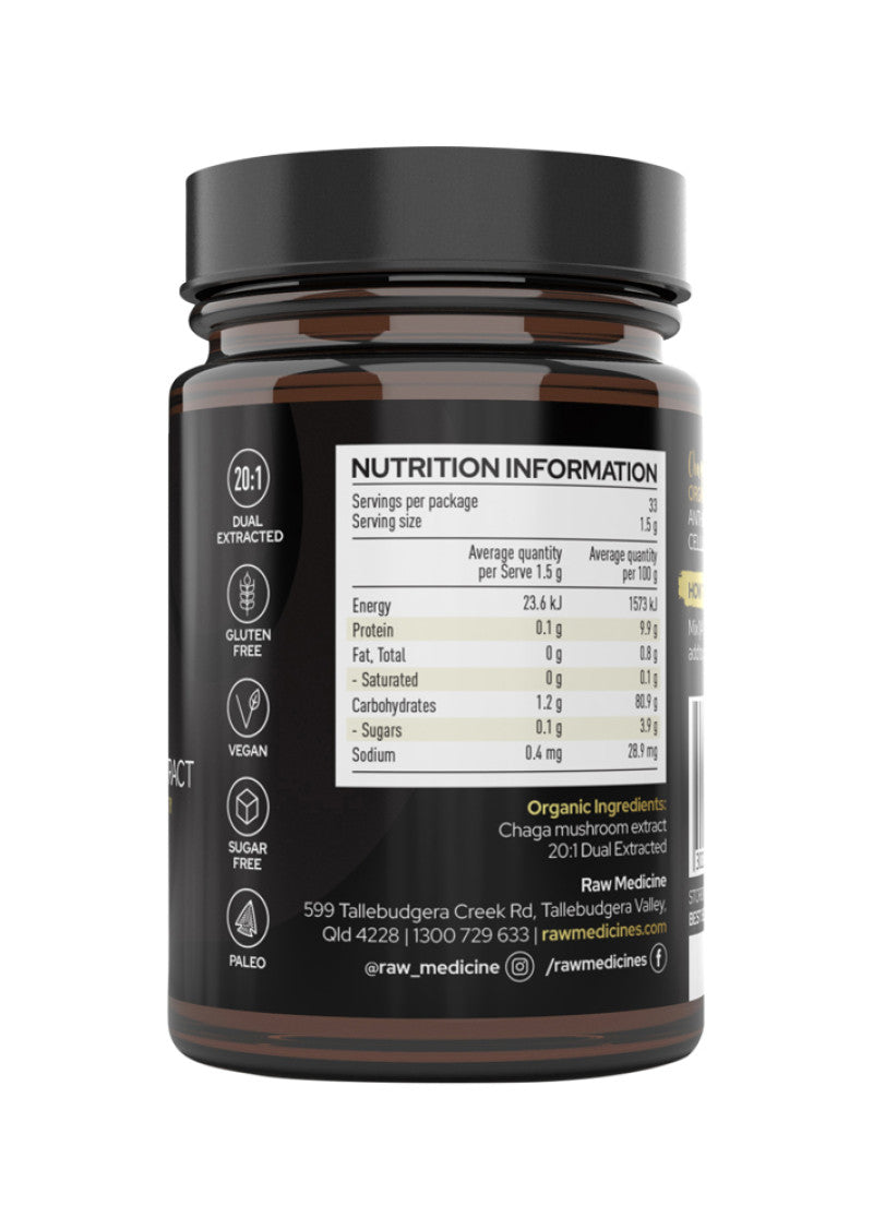 Raw Medicine Org Mushroom Extract Chaga 50g