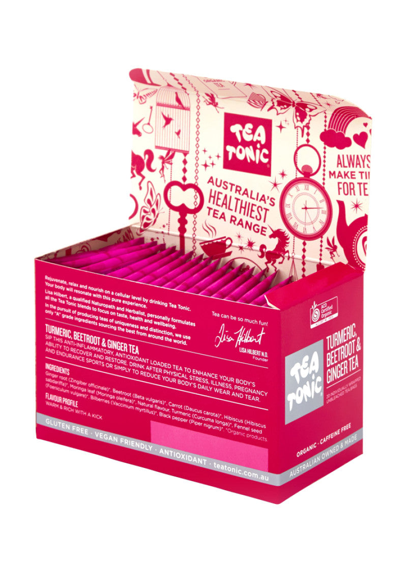 Tea Tonic Organic Turmeric Beetroot Ginger Tea x 20 Tea Bags