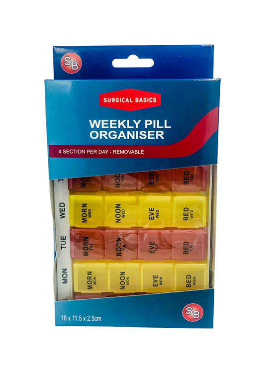 Pill Box Weekly Planner (4 per day) (17 x 11.5 x 2cm)