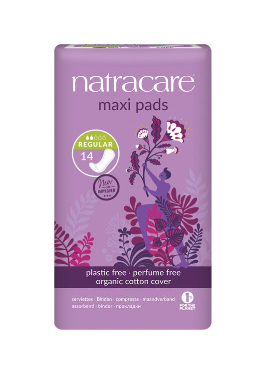 Natracare Pads w Org Cotton Cover Maxi Regular x 14 Pack