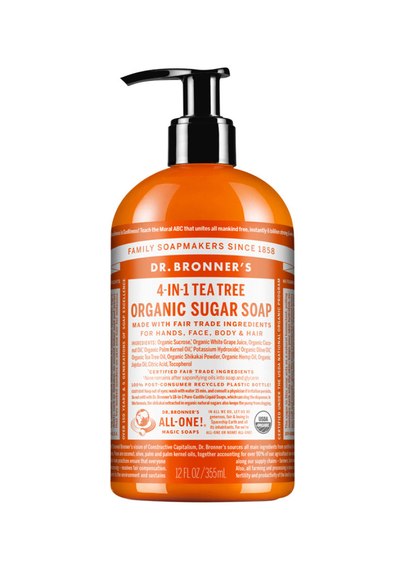 Dr. Bronner's Organic Sugar Soap Tea Tree (Pump) 355ml