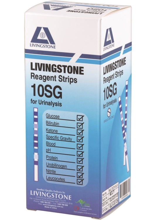 Test Kit Urine Reagent Strips Livingstone 10SG (Reagent Urinalysis 10 Panel) x 100 Pack