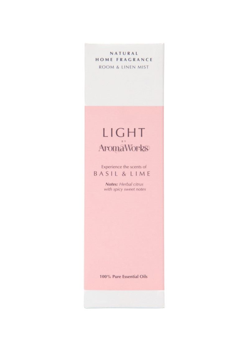 AromaWorks Light Room and Linen Mist Basil and Lime 100ml