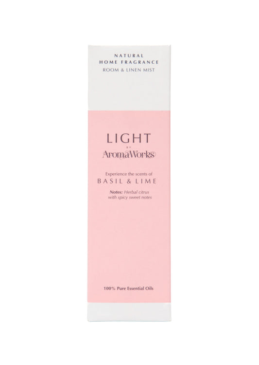 AromaWorks Light Room and Linen Mist Basil and Lime 100ml