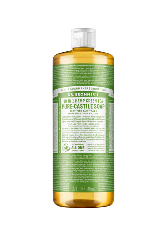 Dr. Bronner's Pure Castile Soap Liquid (Hemp 18 in 1) Green Tea 946ml