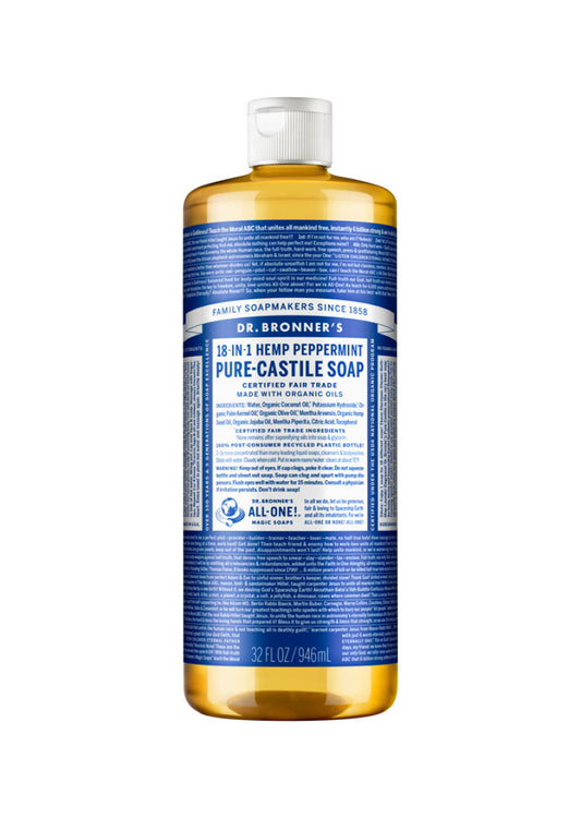 Dr. Bronner's Pure Castile Soap Liquid (Hemp 18 in 1) Peppermint 946ml