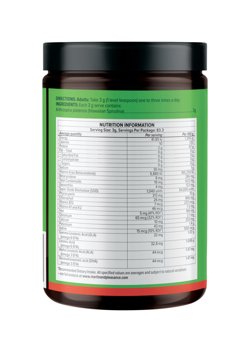 Vital Plant Based Spirulina (Hawaiian Pacifica) Powder 250g