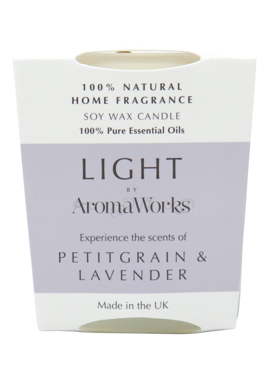 AromaWorks Light Candle Petitgrain and Lavender Small 75g