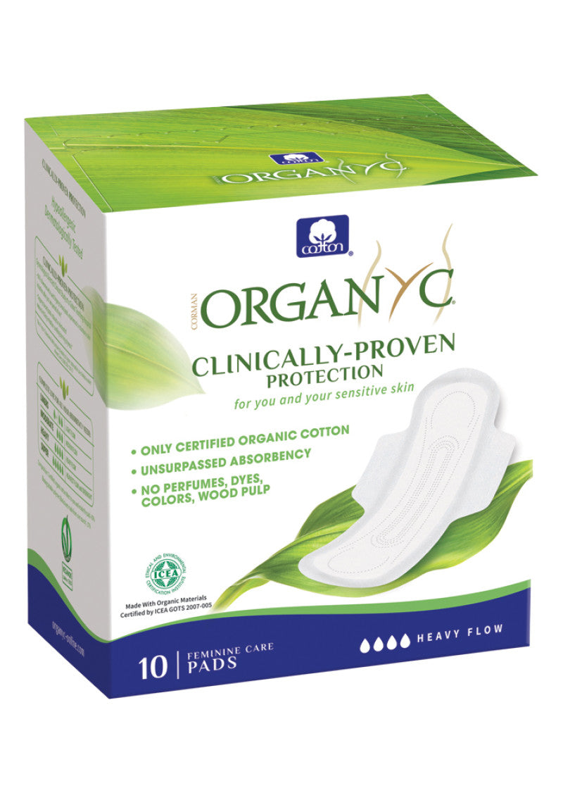 Organyc Org Pads Ultra Thin W Wings Heavy Flow X 10