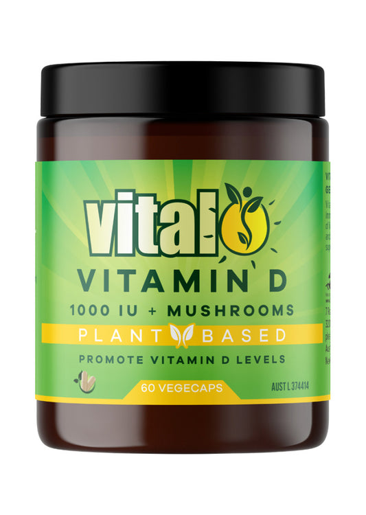 Vital Plant Based Vitamin D 1000IU Plus Mushrooms 60vc