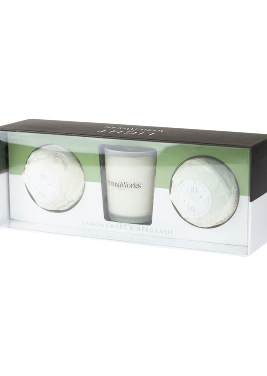 AromaWorks Light Gift Set AromaBomb and Candle Lemongrass and Bergamot Small 75g