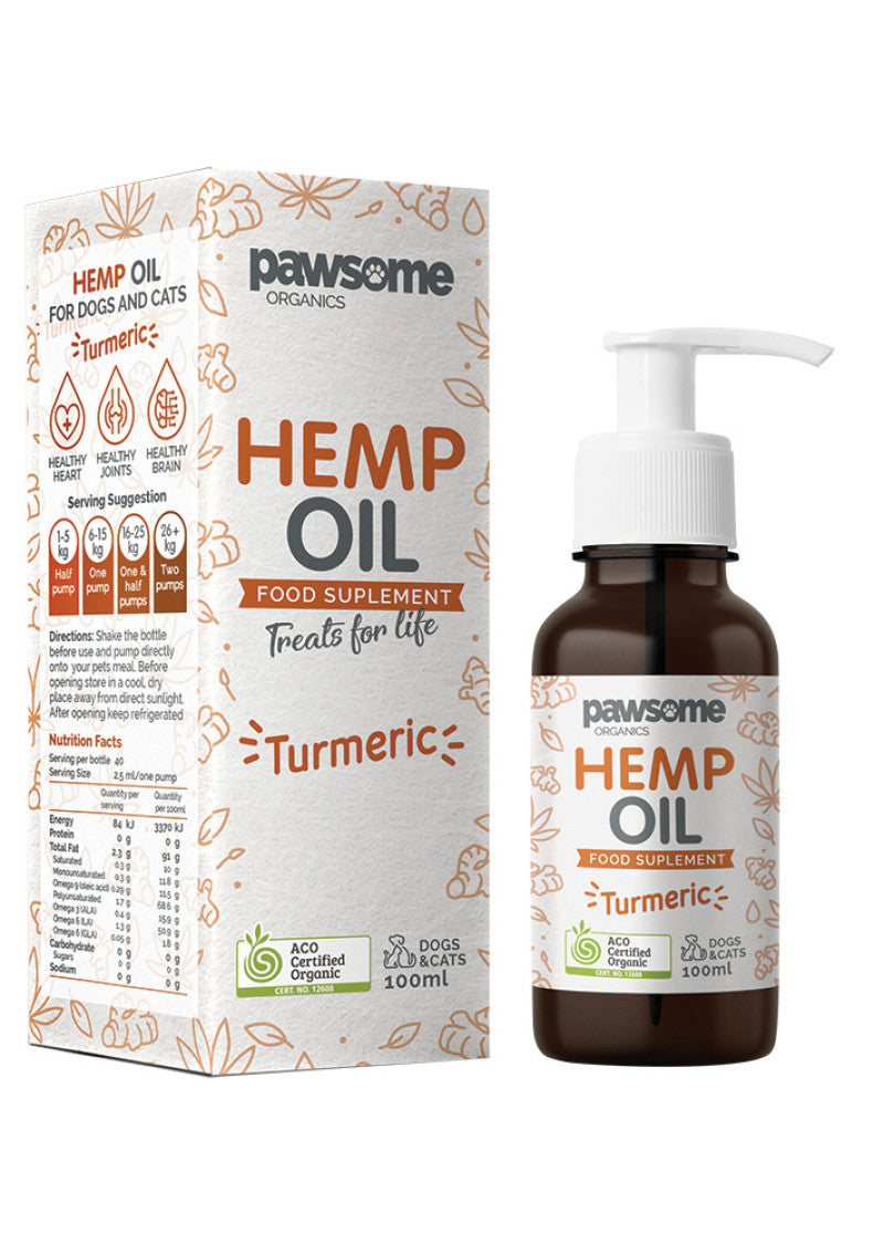 Pawsome Organics Org Pet Hemp Oil Turmeric 100ml