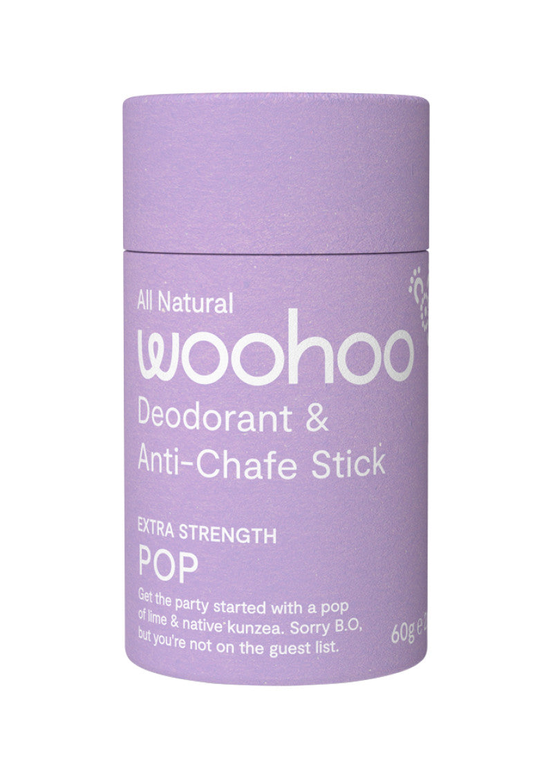 Woohoo Deodorant and Anti Chafe Stick Pop (Extra Strength) 60g