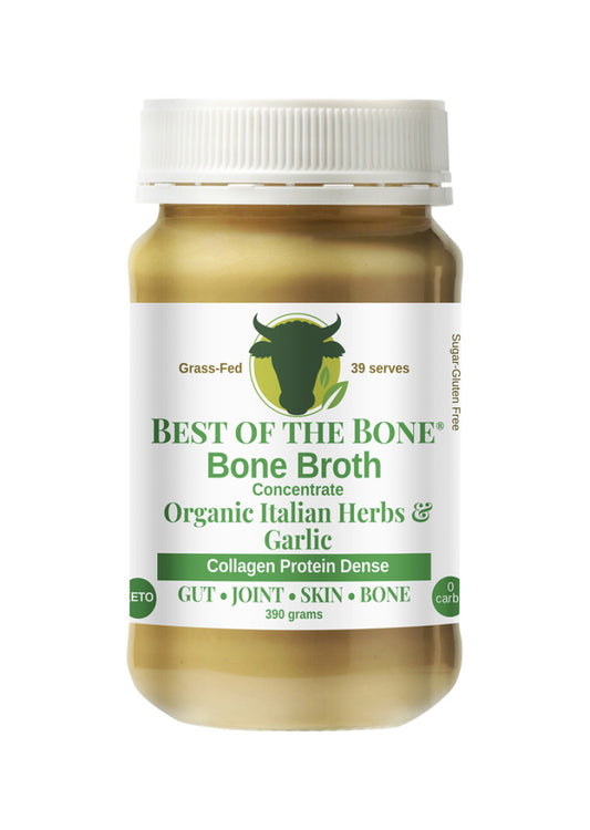 Best of the Bone Bone Broth Beef Concentrate Organic Italian Herbs and Garlic 390g