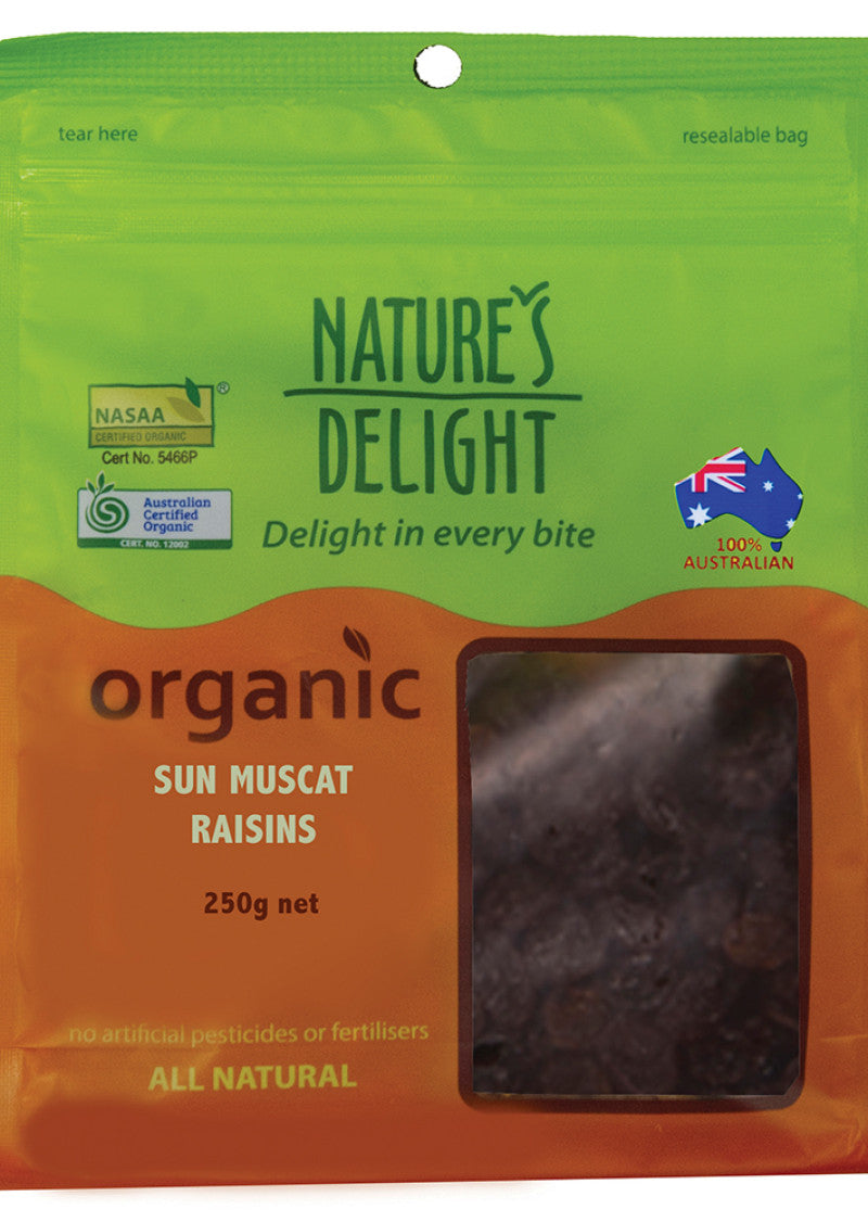 Natures Delight Organic Sun Muscat Raisins 250g