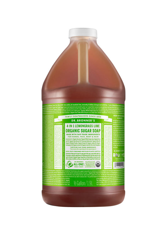 Dr. Bronner's Organic Sugar Soap Lemongrass Lime Refill (Pump) 1.9L